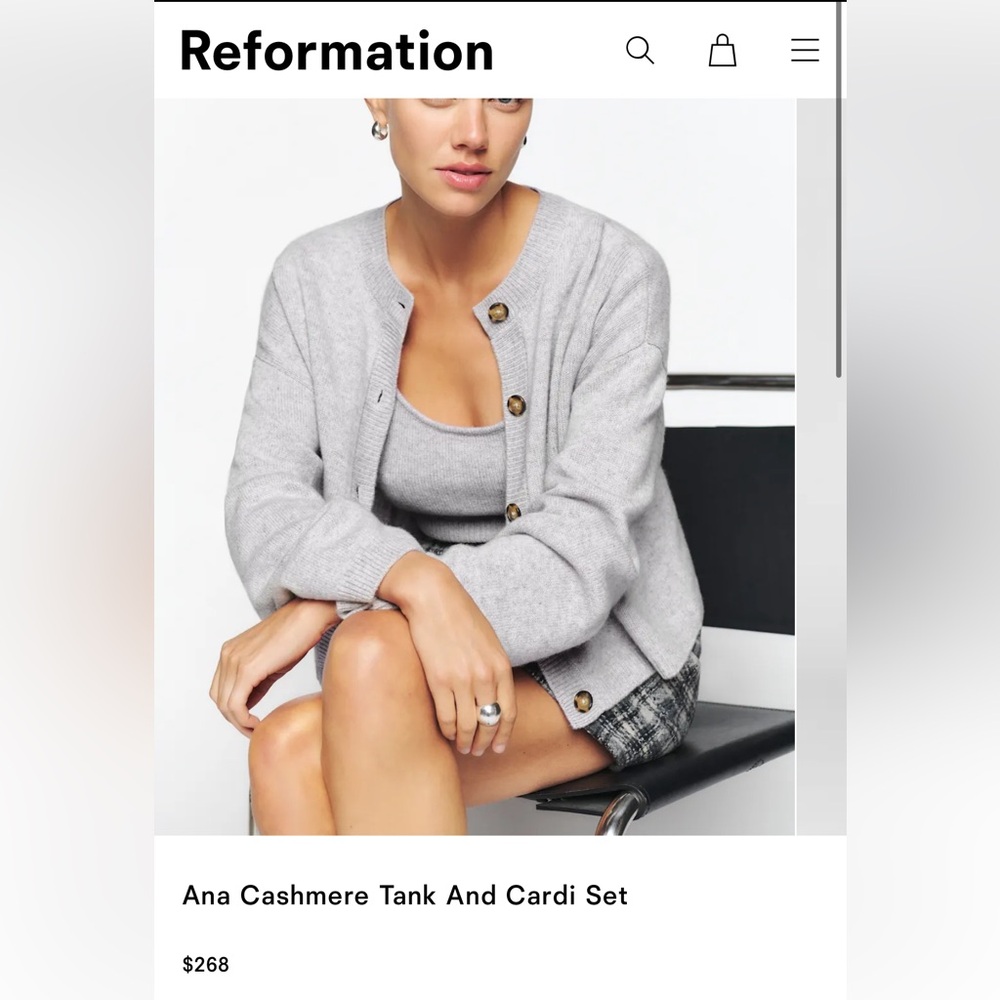 Reformation cashmere tank and cardi set